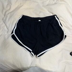 American Apparel Black Athletic Dolphin Shorts with White Trim